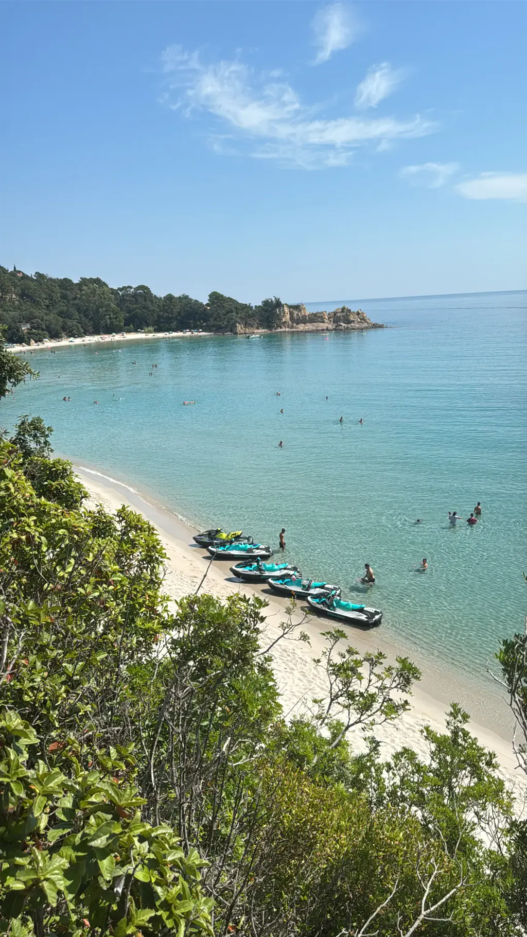 Aerial view of the Jet Beach water sports base in Ghisonaccia